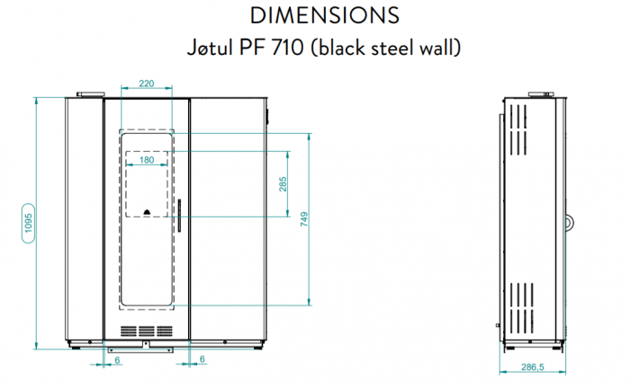 Jotul PF 710 dimensions