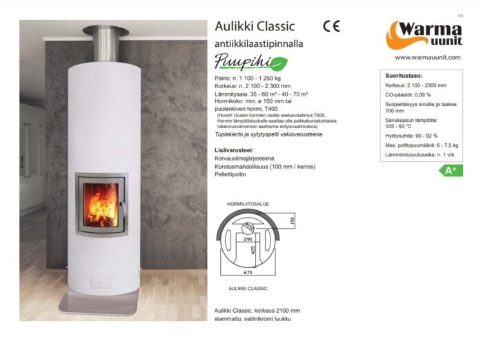 Warma-Uunit Aulikki Classic skiedinio paviršius 2